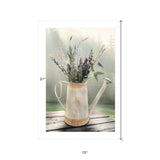 Lavender Watering Can 2 White Framed Print Wall Art - Homeroots - Flyclothing LLC