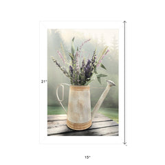 Lavender Watering Can 2 White Framed Print Wall Art - Homeroots