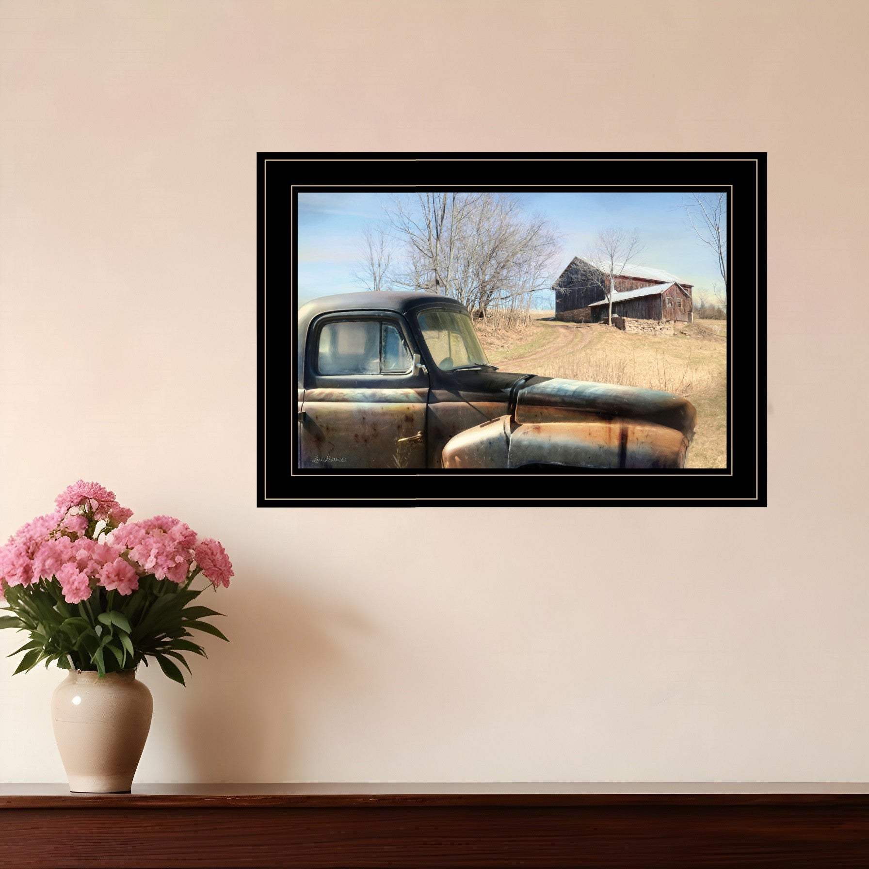 Vintage Farm Trucks 2 Black Framed Print Wall Art - Homeroots - Flyclothing LLC