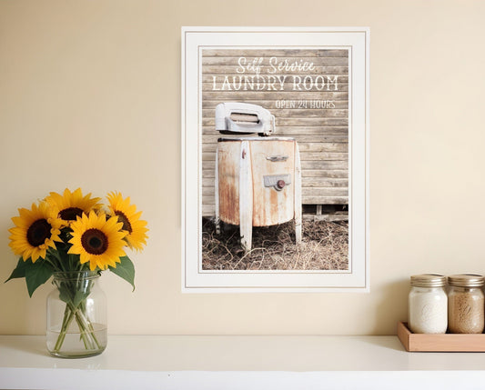 Laundry Room 1 White Framed Print Bathroom Wall Art - Homeroots