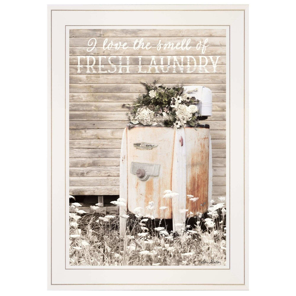 Fresh Laundry 1 White Framed Print Bathroom Wall Art - Homeroots - Flyclothing LLC