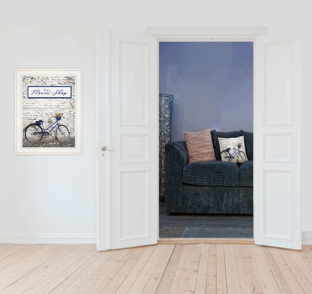 Flower Shop Bicycle 1 White Framed Print Wall Art - Homeroots - Flyclothing LLC