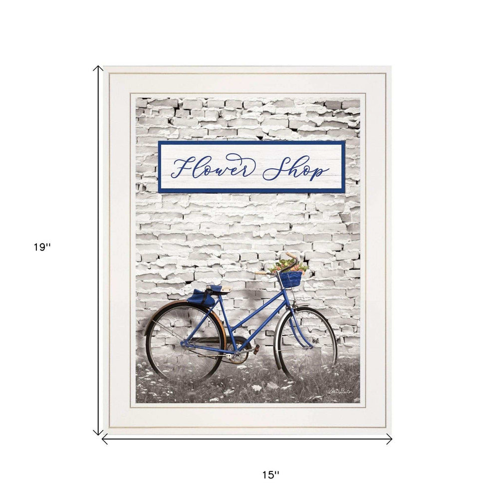 Flower Shop Bicycle 1 White Framed Print Wall Art - Homeroots - Flyclothing LLC
