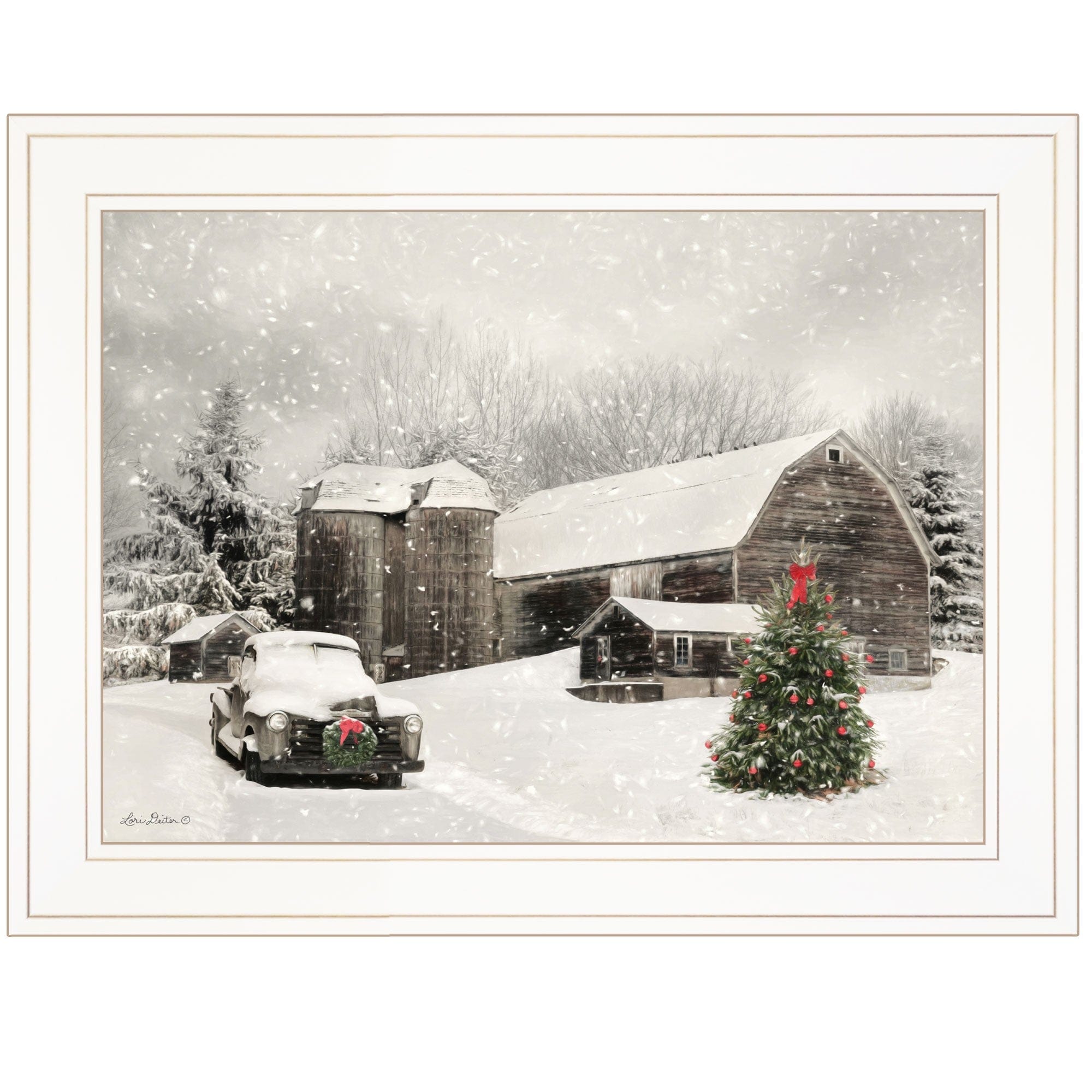 Farmhouse Christmas 1 White Framed Print Wall Art - Homeroots