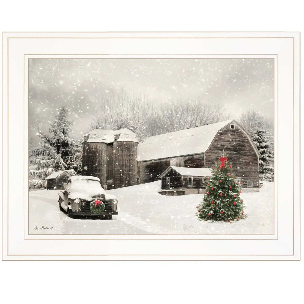 Farmhouse Christmas 1 White Framed Print Wall Art - Homeroots - Flyclothing LLC