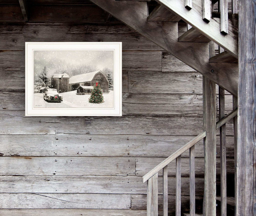 Farmhouse Christmas 1 White Framed Print Wall Art - Homeroots - Flyclothing LLC