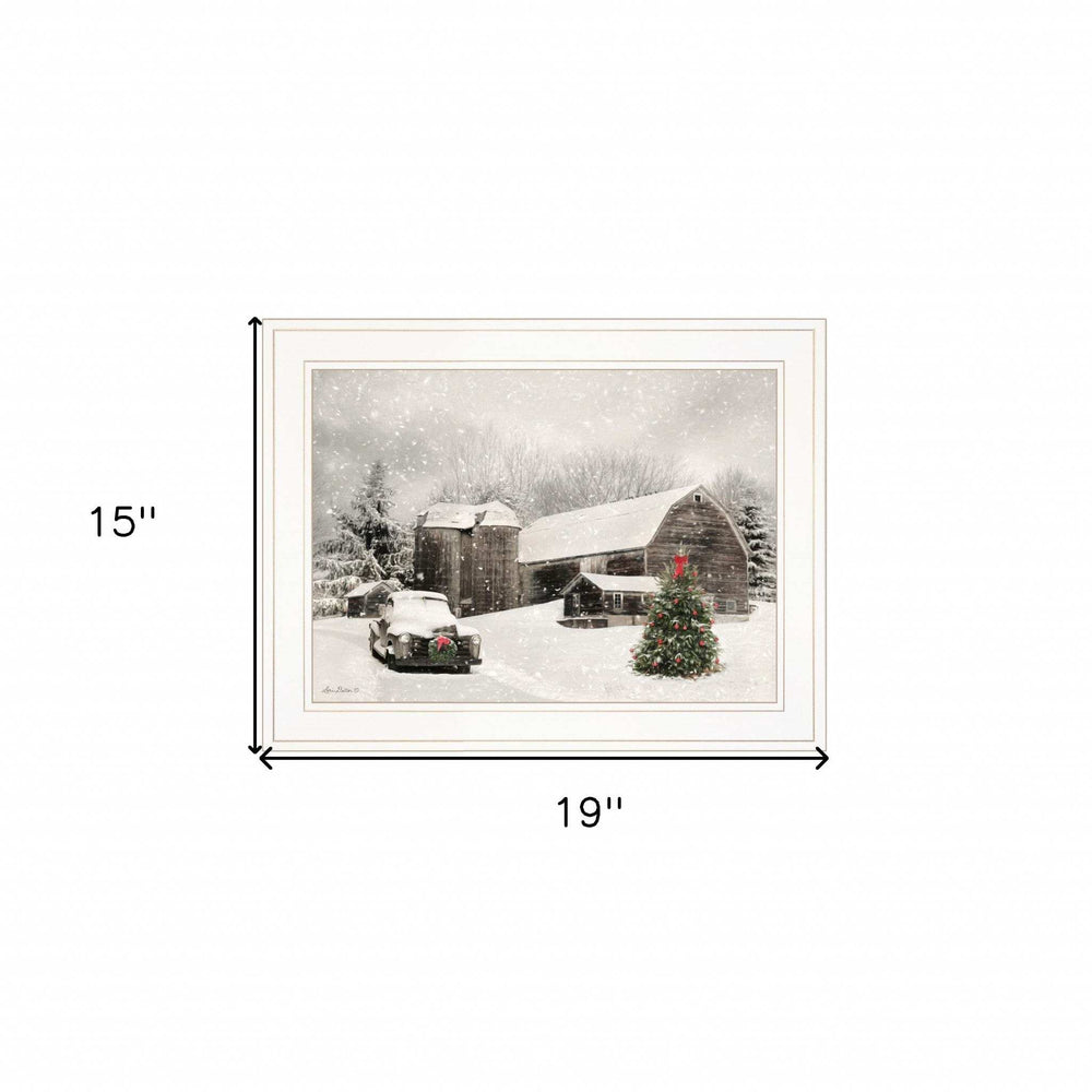 Farmhouse Christmas 1 White Framed Print Wall Art - Homeroots - Flyclothing LLC