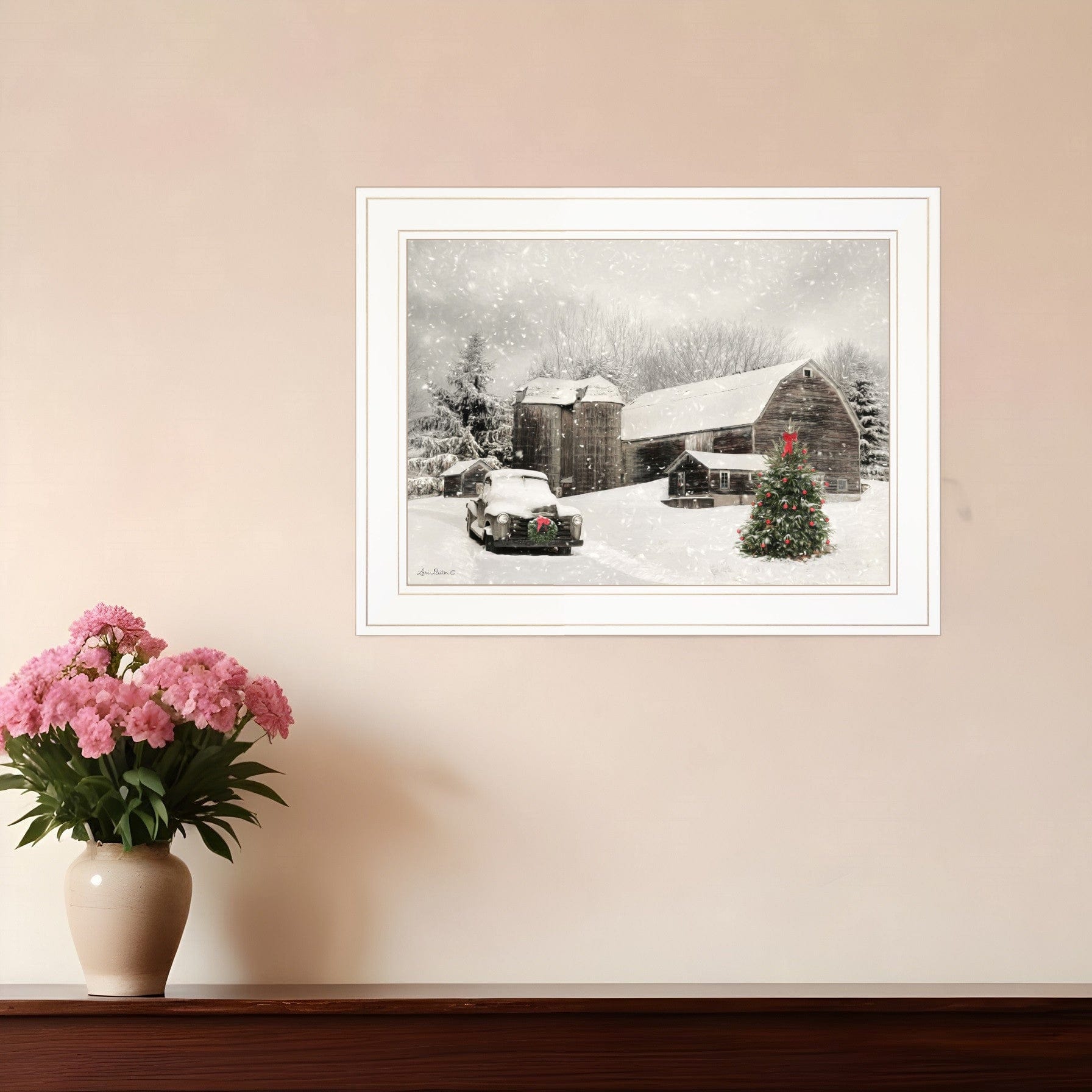 Farmhouse Christmas 1 White Framed Print Wall Art - Homeroots