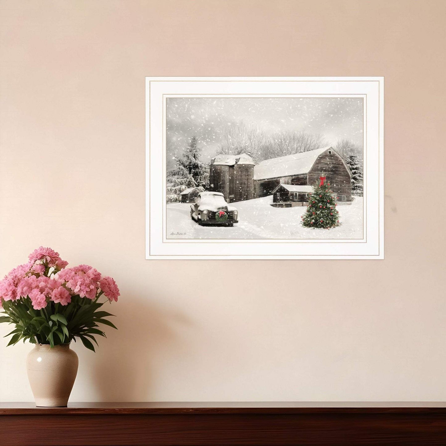 Farmhouse Christmas 1 White Framed Print Wall Art - Homeroots - Flyclothing LLC