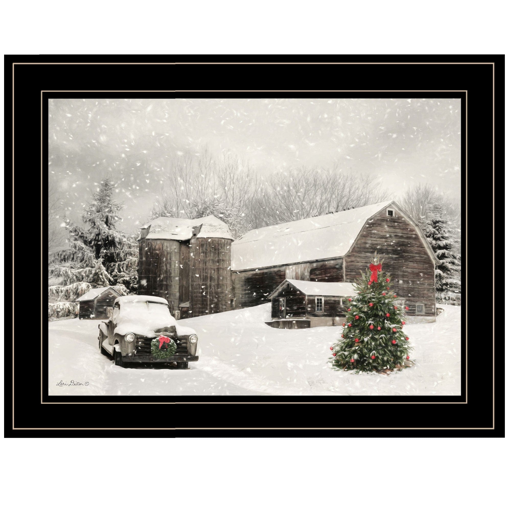 Farmhouse Christmas 2 Black Framed Print Wall Art - Homeroots