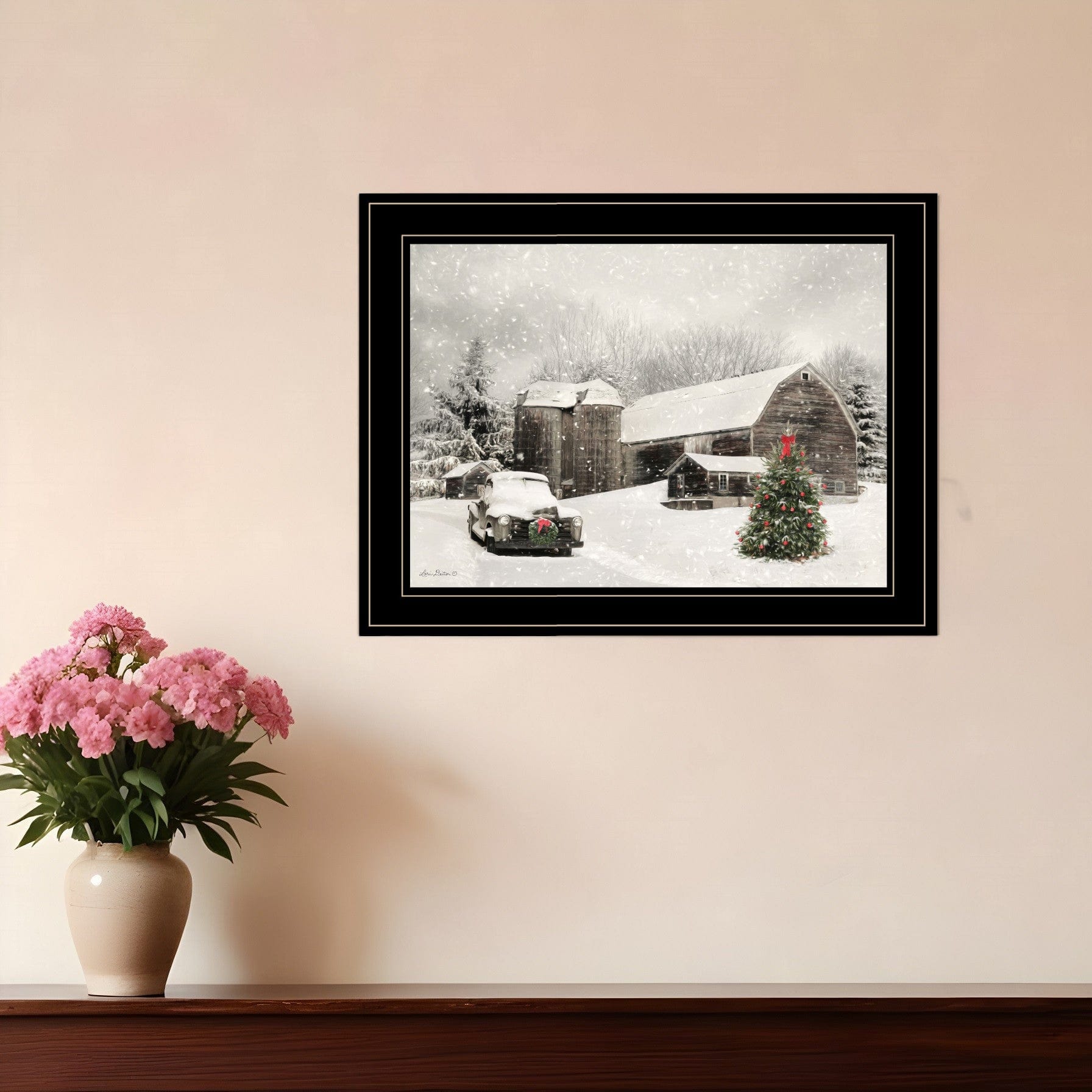 Farmhouse Christmas 2 Black Framed Print Wall Art - Homeroots
