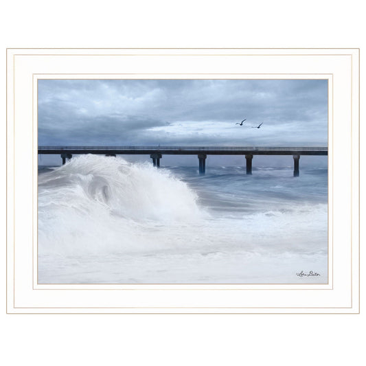 Blue Waves 1 White Framed Print Wall Art - Homeroots