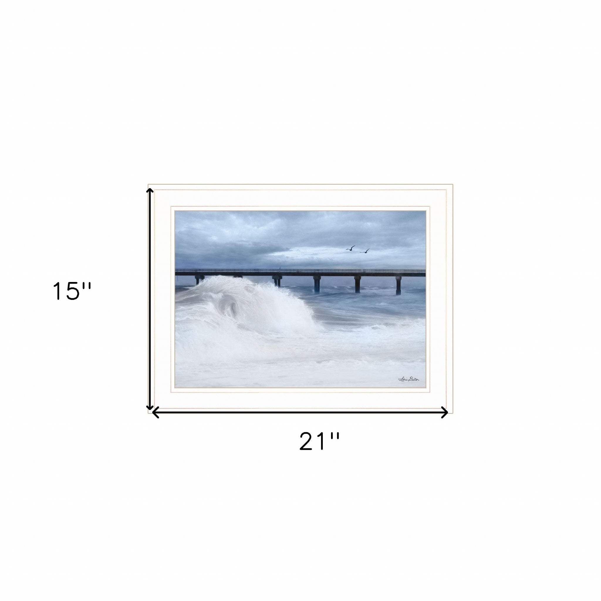 Blue Waves 1 White Framed Print Wall Art - Homeroots - Flyclothing LLC