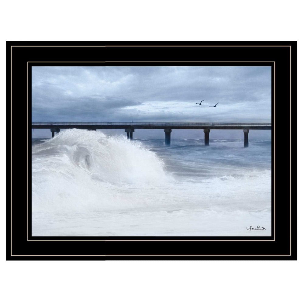 Blue Waves 2 Black Framed Print Wall Art - Homeroots - Flyclothing LLC