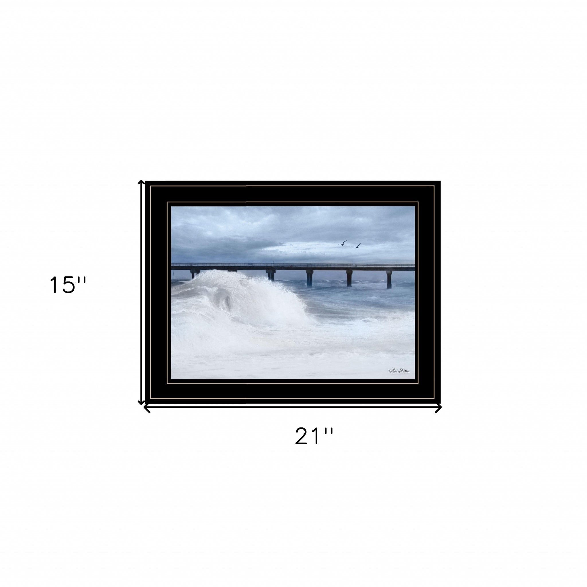 Blue Waves 2 Black Framed Print Wall Art - Homeroots
