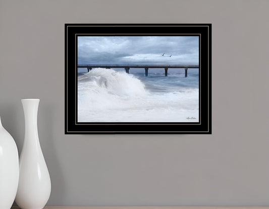 Blue Waves 2 Black Framed Print Wall Art - Homeroots