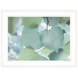 Aqua Leaves 1 White Framed Print Wall Art - Homeroots