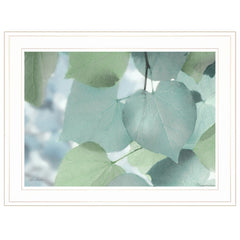 Aqua Leaves 1 White Framed Print Wall Art - Homeroots