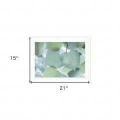 Aqua Leaves 1 White Framed Print Wall Art - Homeroots