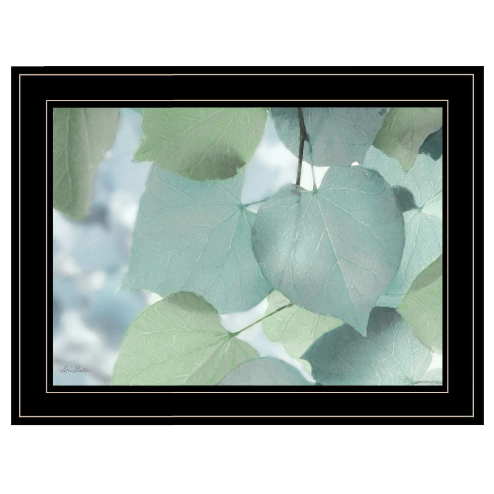 Aqua Leaves 2 Black Framed Print Wall Art - Homeroots - Flyclothing LLC