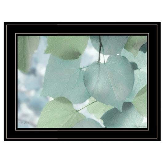 Aqua Leaves 2 Black Framed Print Wall Art - Homeroots