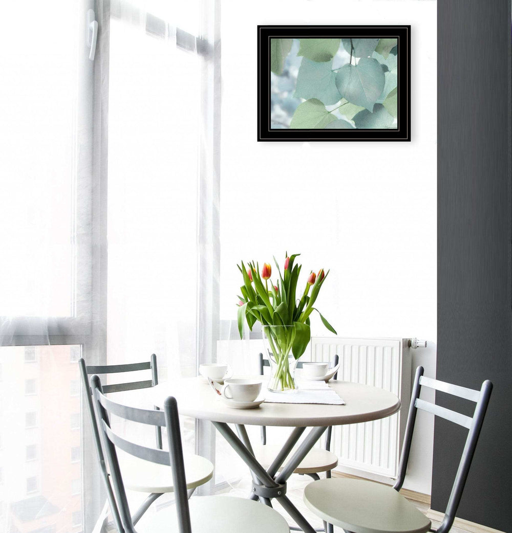 Aqua Leaves 2 Black Framed Print Wall Art - Homeroots - Flyclothing LLC