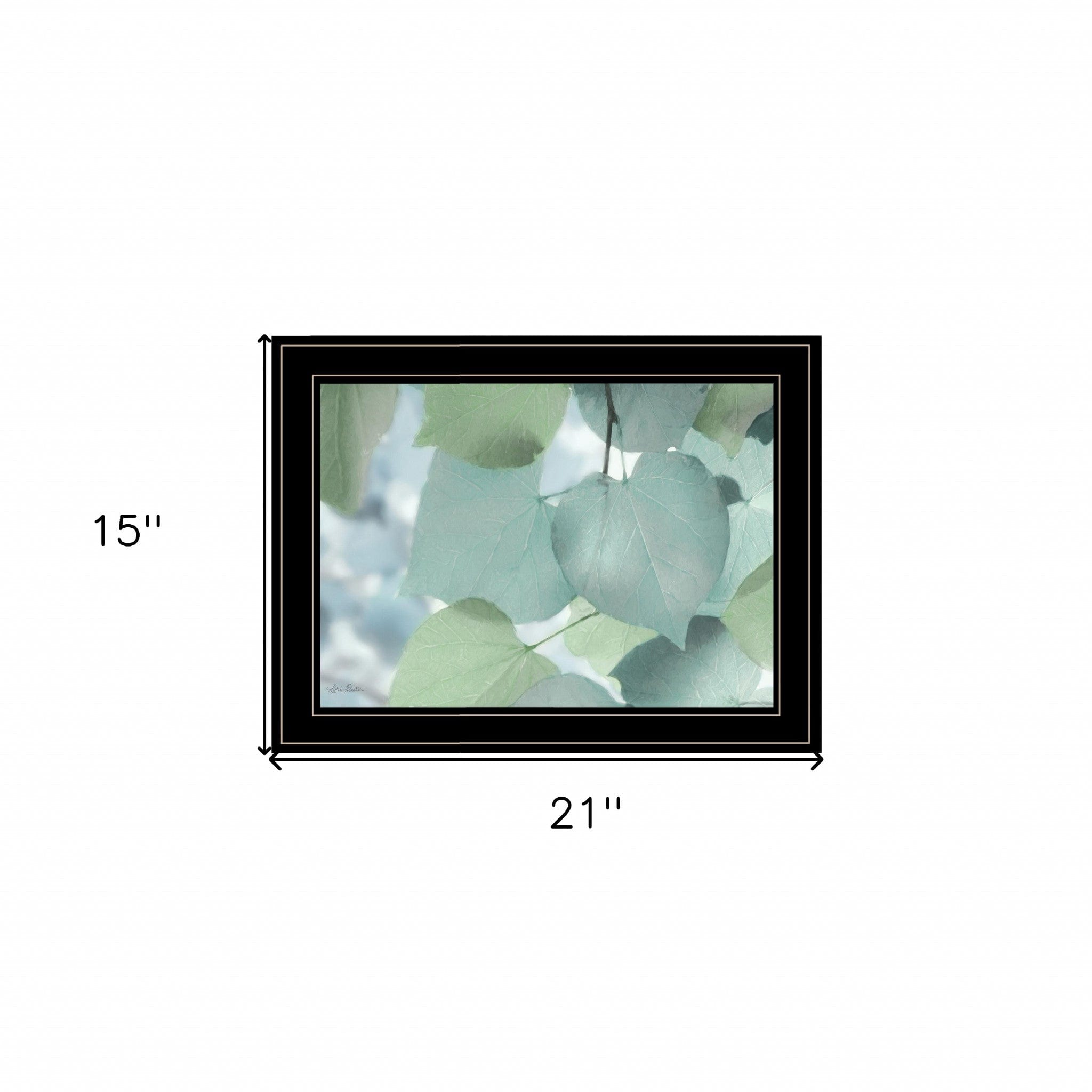 Aqua Leaves 2 Black Framed Print Wall Art - Homeroots