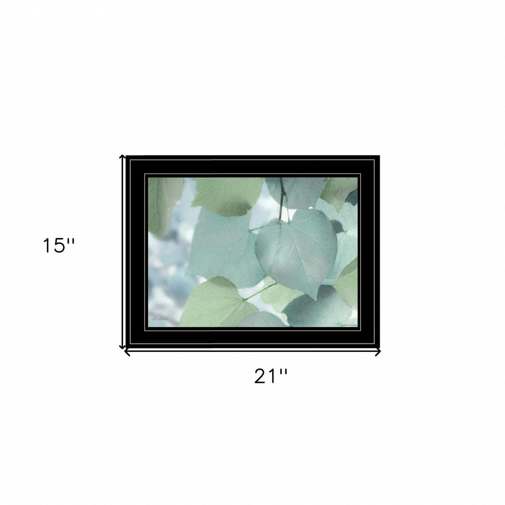 Aqua Leaves 2 Black Framed Print Wall Art - Homeroots - Flyclothing LLC