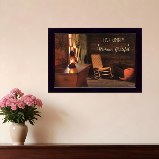 Live Simply 3 Black Framed Print Wall Art - Homeroots