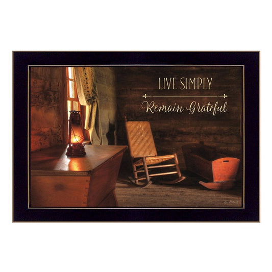 Live Simply 3 Black Framed Print Wall Art - Homeroots