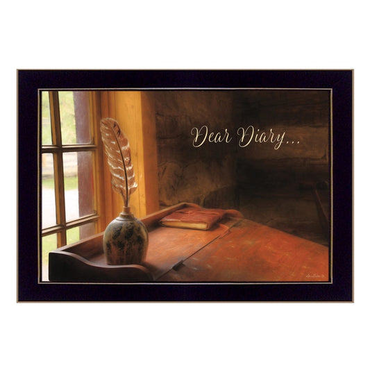 Dear Diary Black Framed Print Wall Art - Homeroots