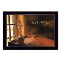 Dear Diary Black Framed Print Wall Art - Homeroots