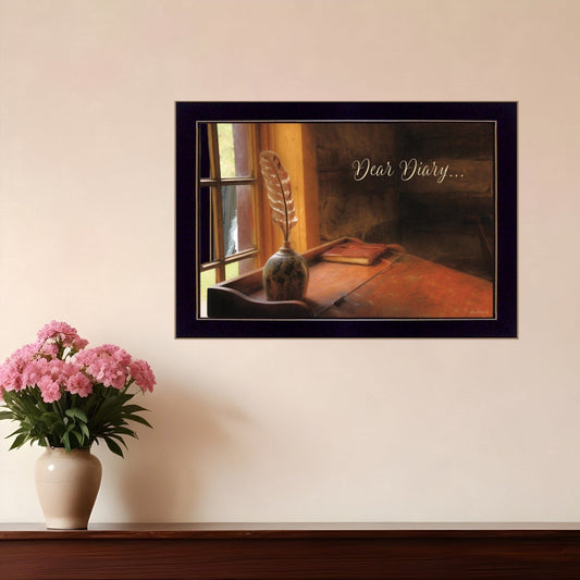 Dear Diary Black Framed Print Wall Art - Homeroots