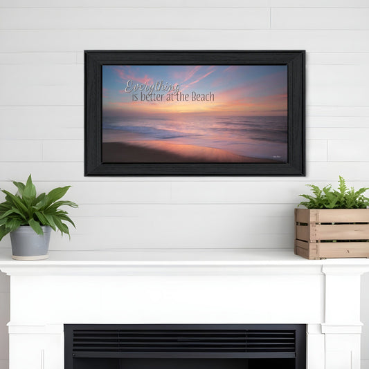 At the Beach Black Framed Print Wall Art - Homeroots