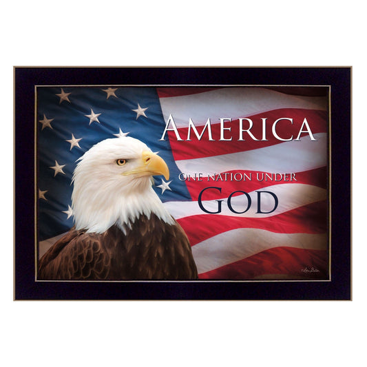 One Nation Under God Flag Black Framed Print Wall Art - Homeroots