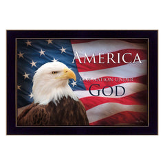One Nation Under God Flag Black Framed Print Wall Art - Homeroots