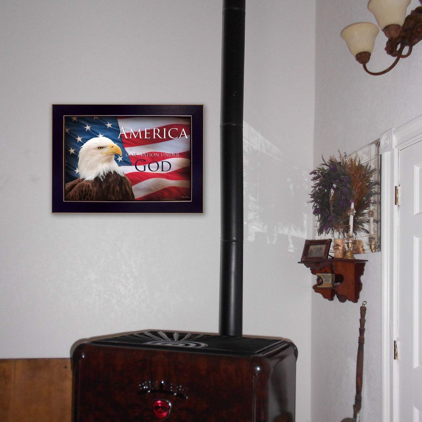 One Nation Under God Flag Black Framed Print Wall Art - Homeroots - Flyclothing LLC