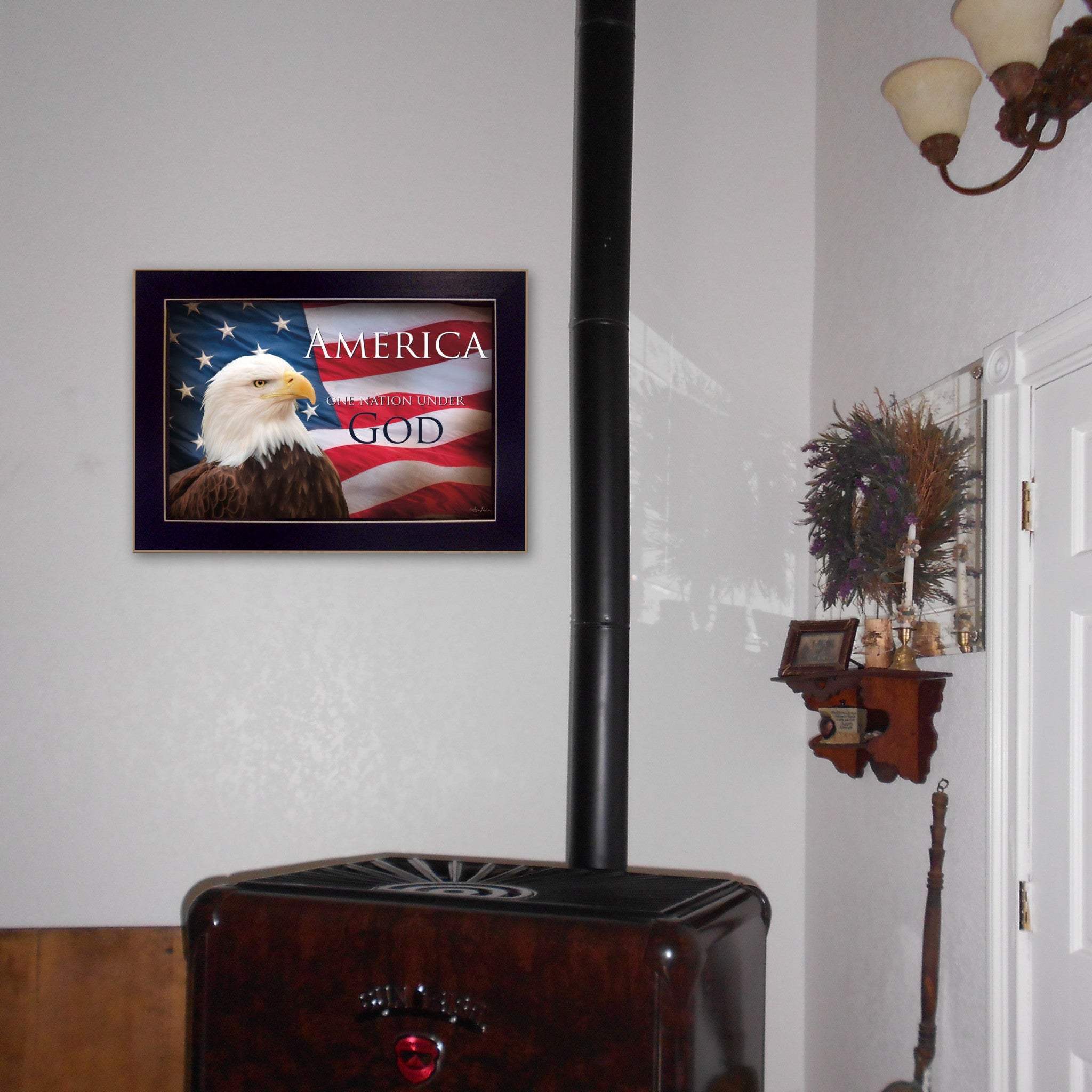 One Nation Under God Flag Black Framed Print Wall Art - Homeroots - Flyclothing LLC