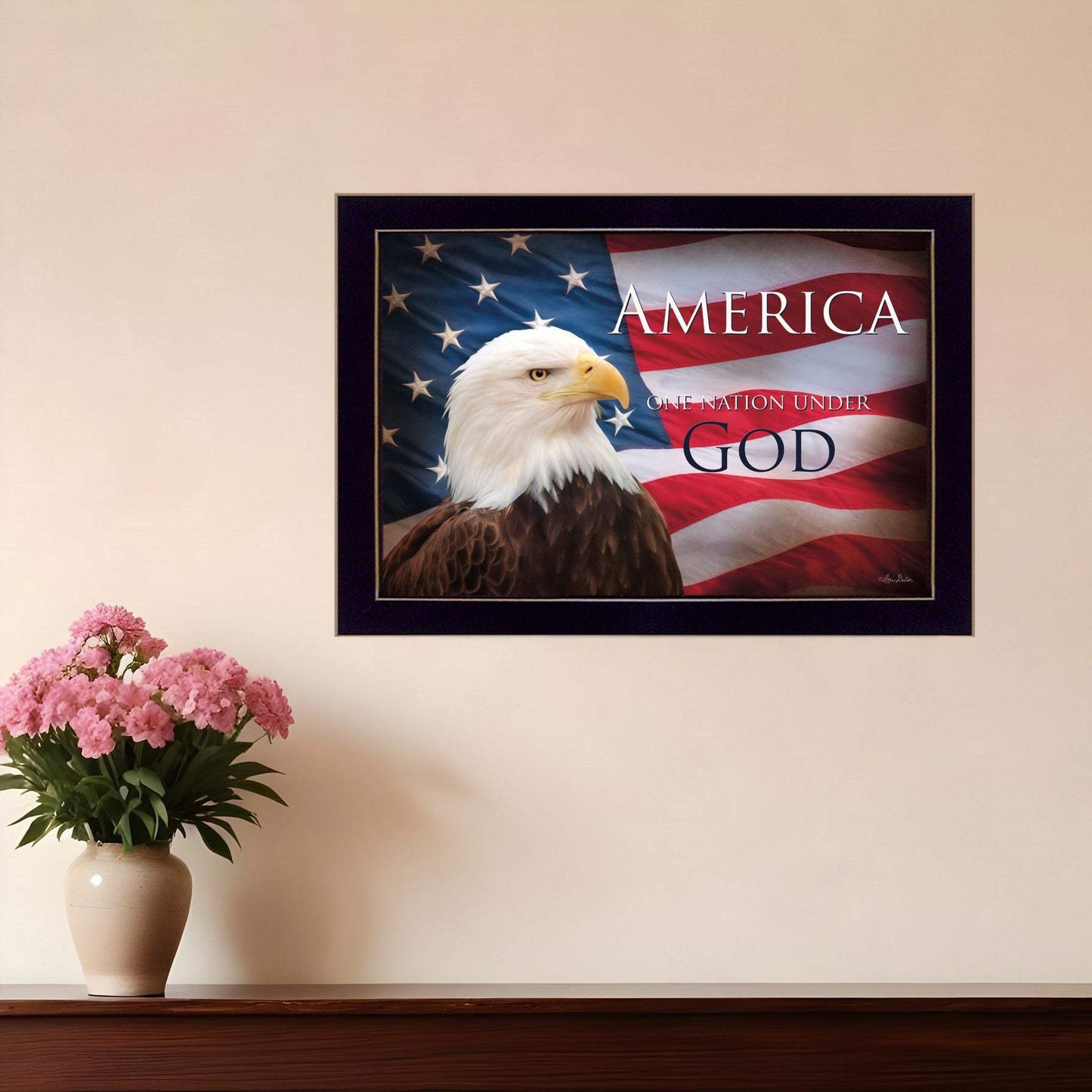 One Nation Under God Flag Black Framed Print Wall Art - Homeroots - Flyclothing LLC