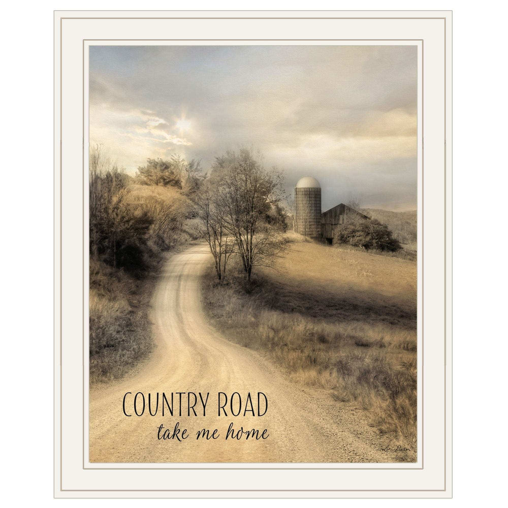 Country Road Take Me 1 White Framed Print Wall Art - Homeroots - Flyclothing LLC