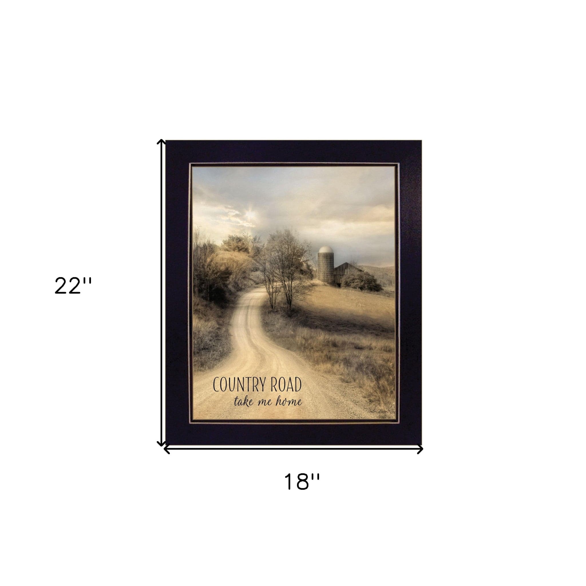 Country Road Take Me 2 Black Framed Print Wall Art - Homeroots