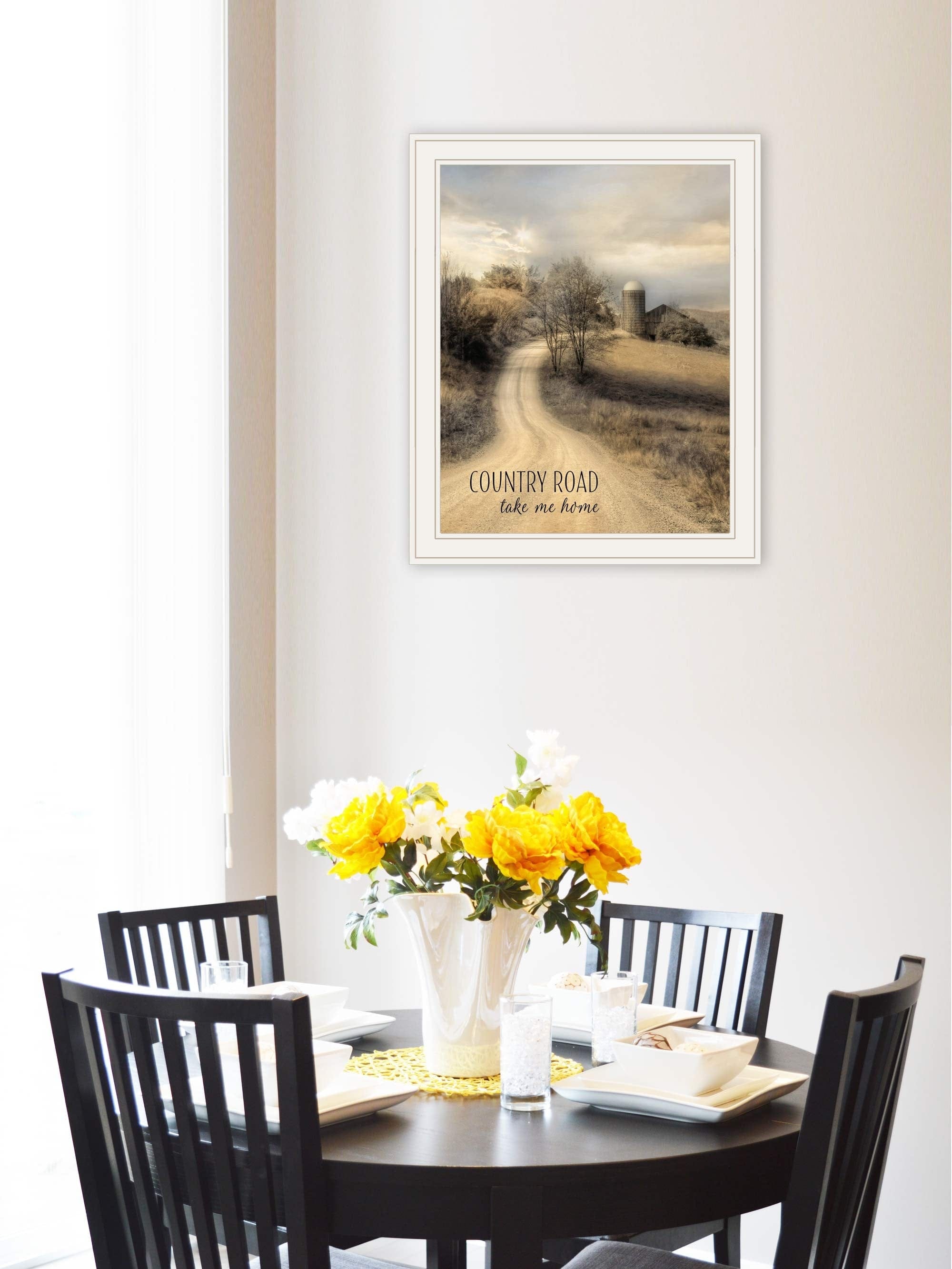 Country Road Take Me Home 1 White Framed Print Wall Art - Homeroots