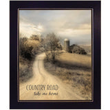 Country Road Take Me Home 2 Black Framed Print Wall Art - Homeroots
