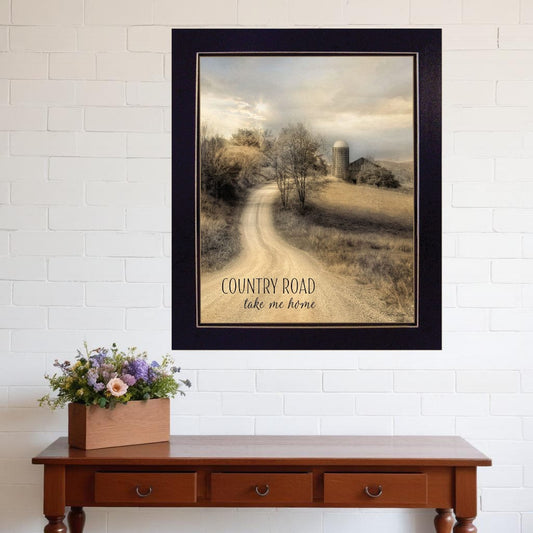 Country Road Take Me Home 2 Black Framed Print Wall Art - Homeroots