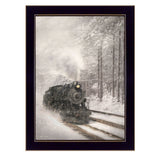Snowy Locomotive 1 Black Framed Print Wall Art - Homeroots