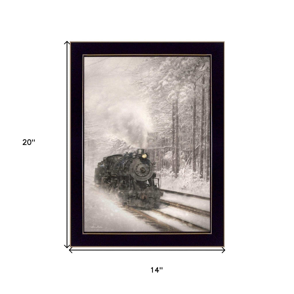 Snowy Locomotive 1 Black Framed Print Wall Art - Homeroots - Flyclothing LLC