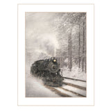 Snowy Locomotive 2 White Framed Print Wall Art - Homeroots