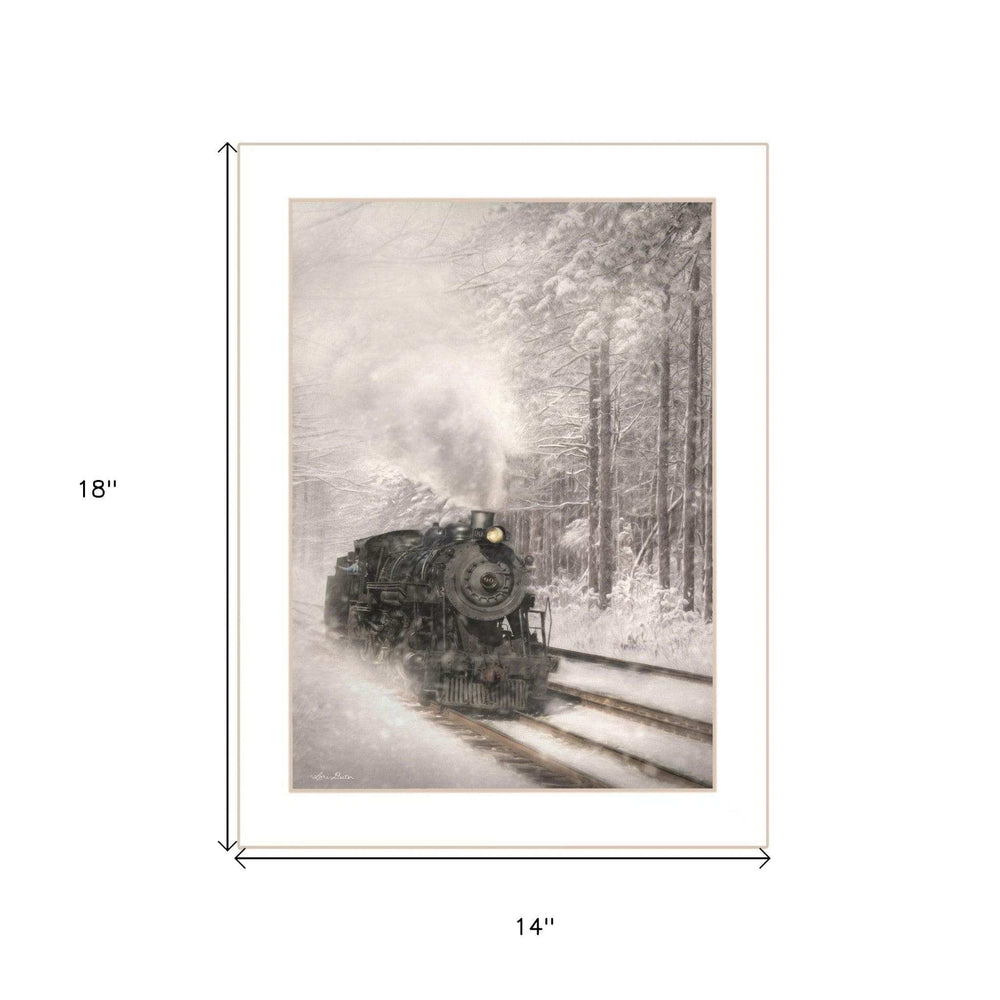 Snowy Locomotive 2 White Framed Print Wall Art - Homeroots - Flyclothing LLC