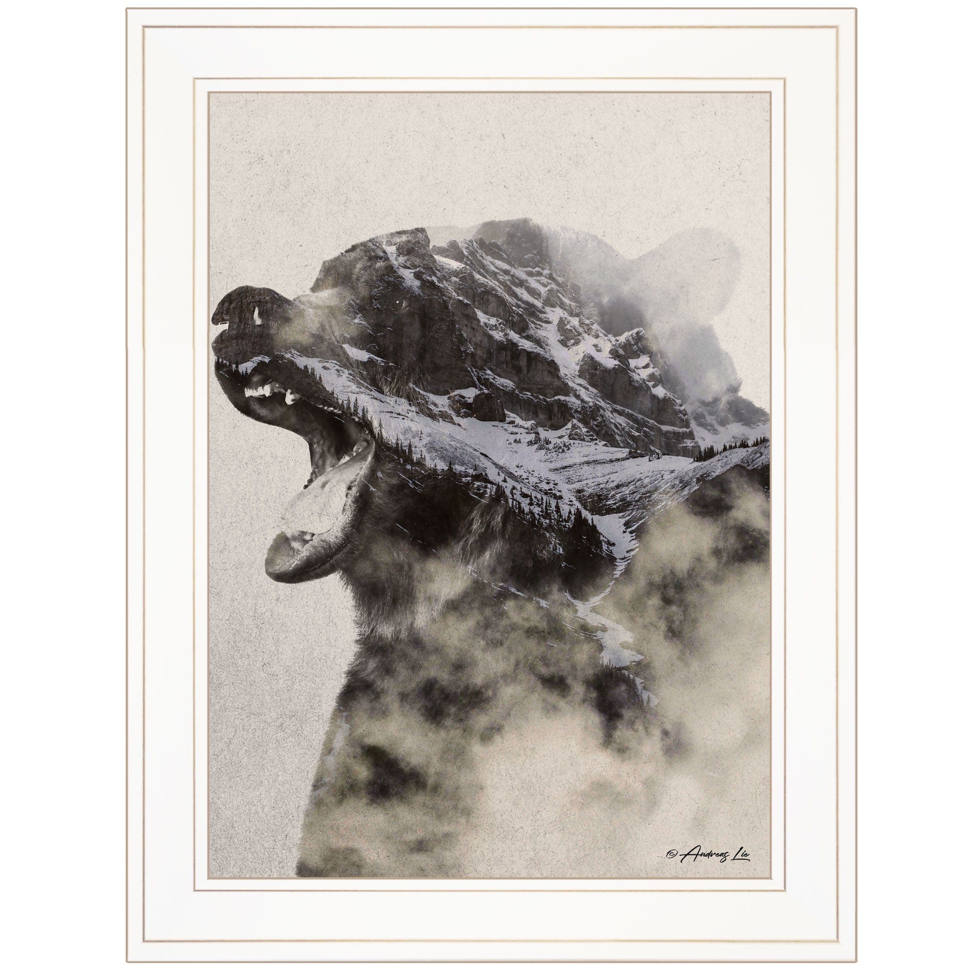 Bear Fog 1 White Framed Print Wall Art - Homeroots