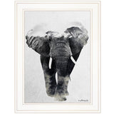 Elephant Walk 1 White Framed Print Wall Art - Homeroots